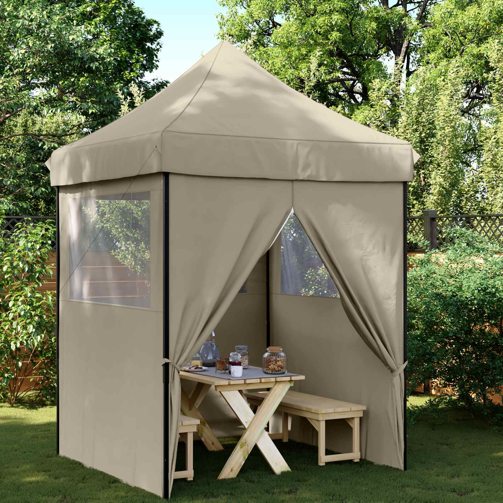 vidaXL Juhlateltta Harmaanruskea 200 x 200 x 306 cm Oxford-kangas