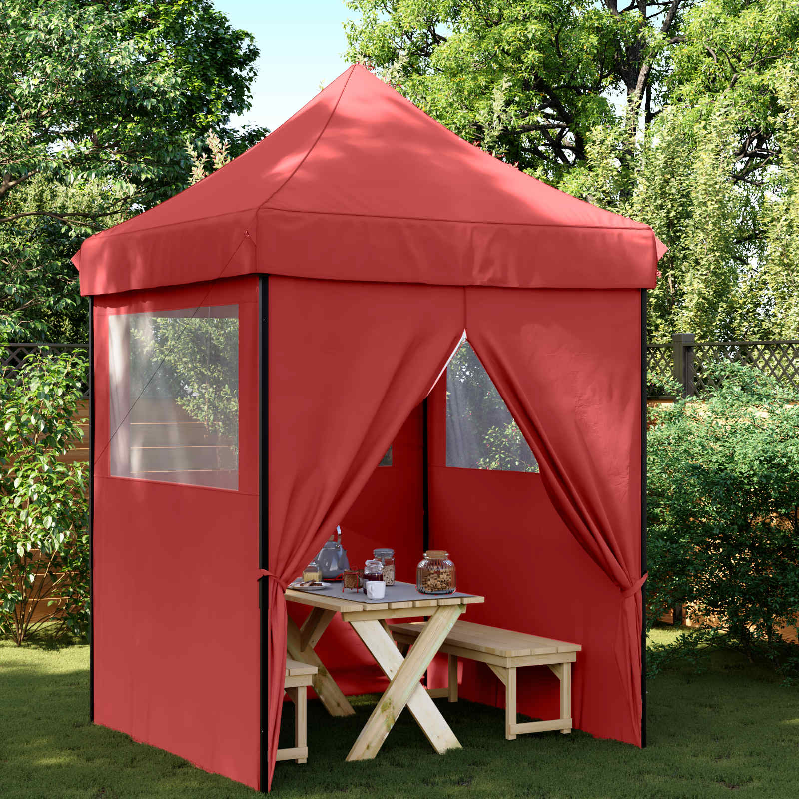 Partytent Bordeauxrood 200 x 200 x 306 cm Oxford Stof image 1