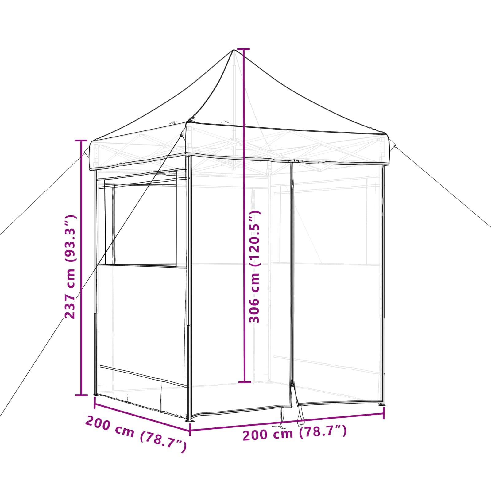 Partytent Oranje 200 x 200 x 306 cm Oxford Stof image 12
