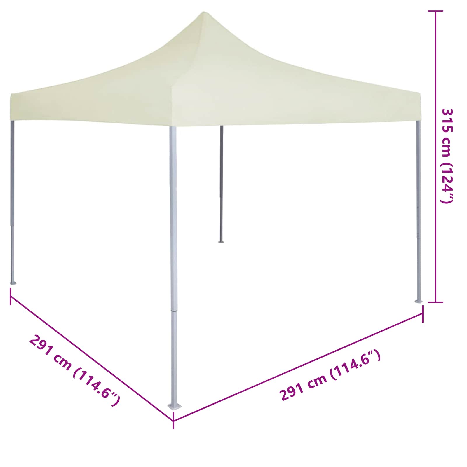 Partytent Crème 291 x 291 x 315 cm Oxford Stof image 11