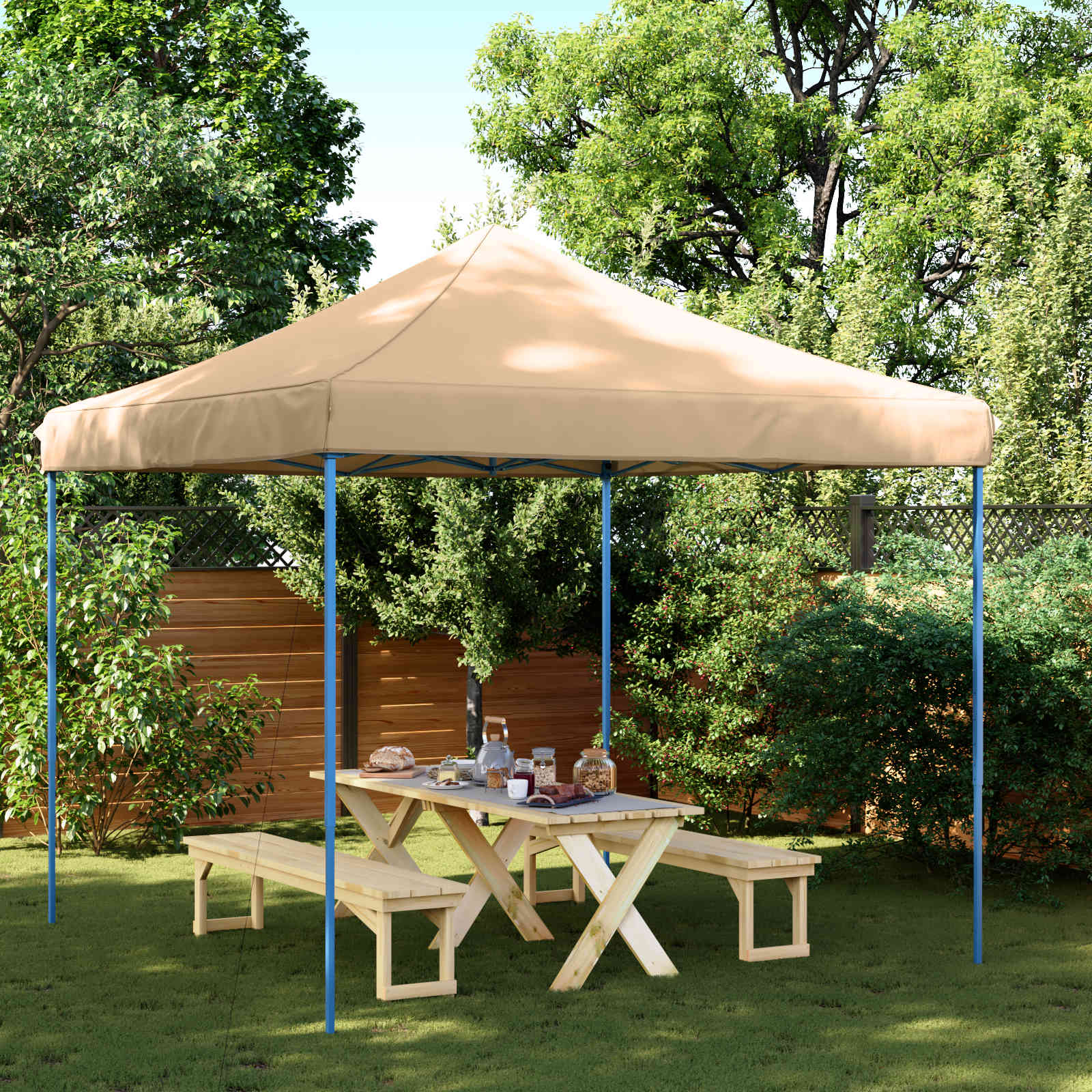 vidaXL Cort pentru Petreceri Bej 292 x 292 x 315 cm Material Oxford