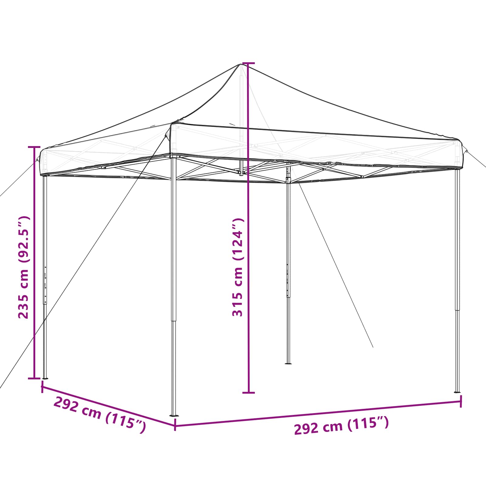 Partytent Taupe 292 x 292 x 315 cm Oxford Stof image 11