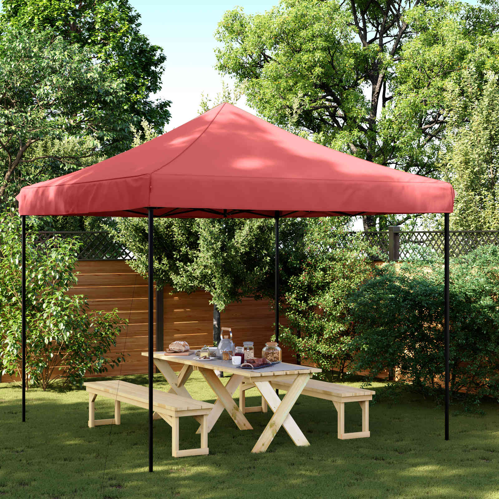 Partytent Bordeauxrood 292 x 292 x 315 cm Oxford Stof image 1