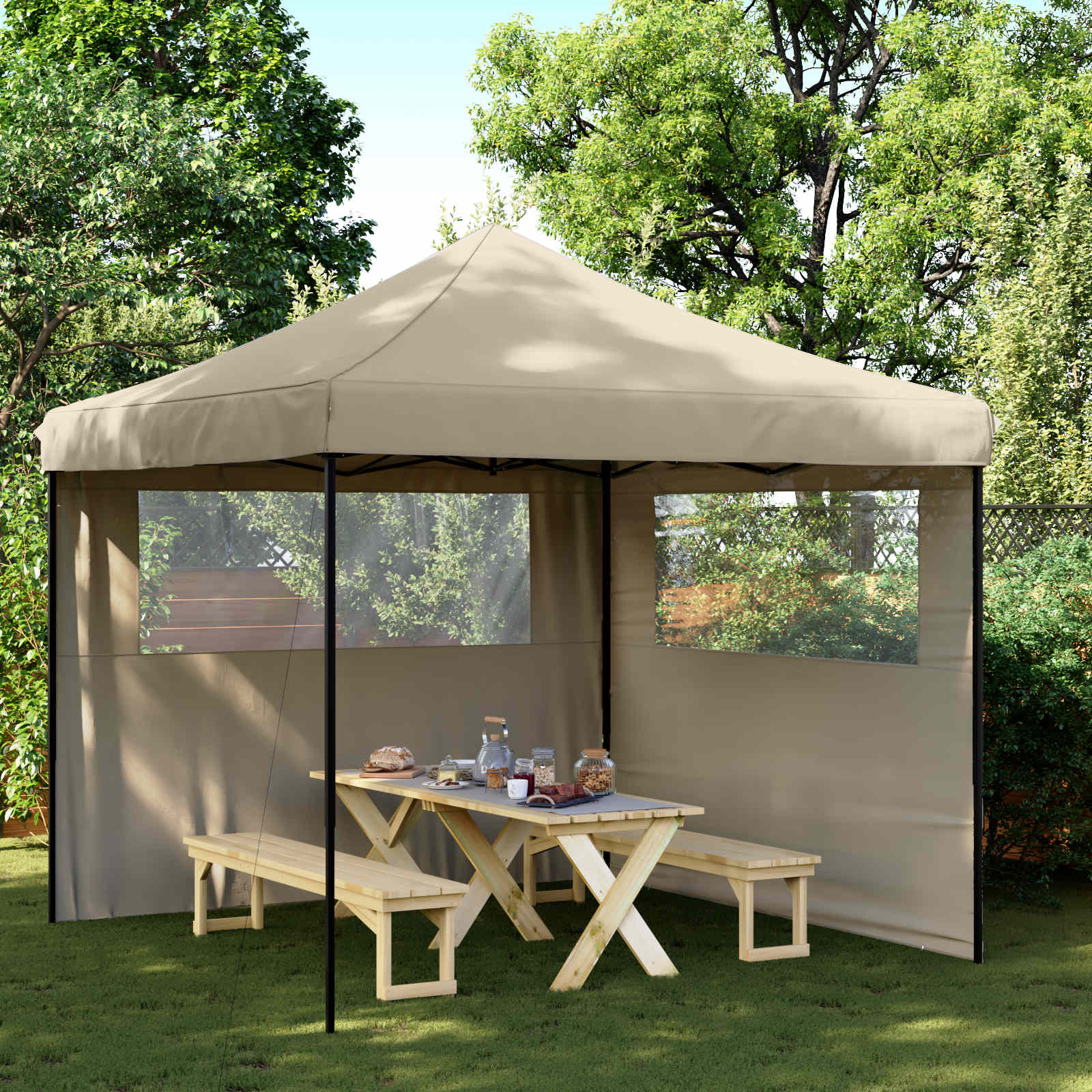 vidaXL Juhlateltta Harmaanruskea 292 x 292 x 315 cm Oxford-kangas