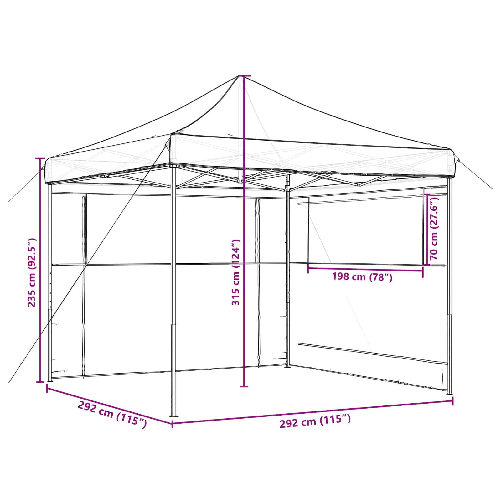 Partytent Zwart 292 x 292 x 315 cm Oxford Stof image 11