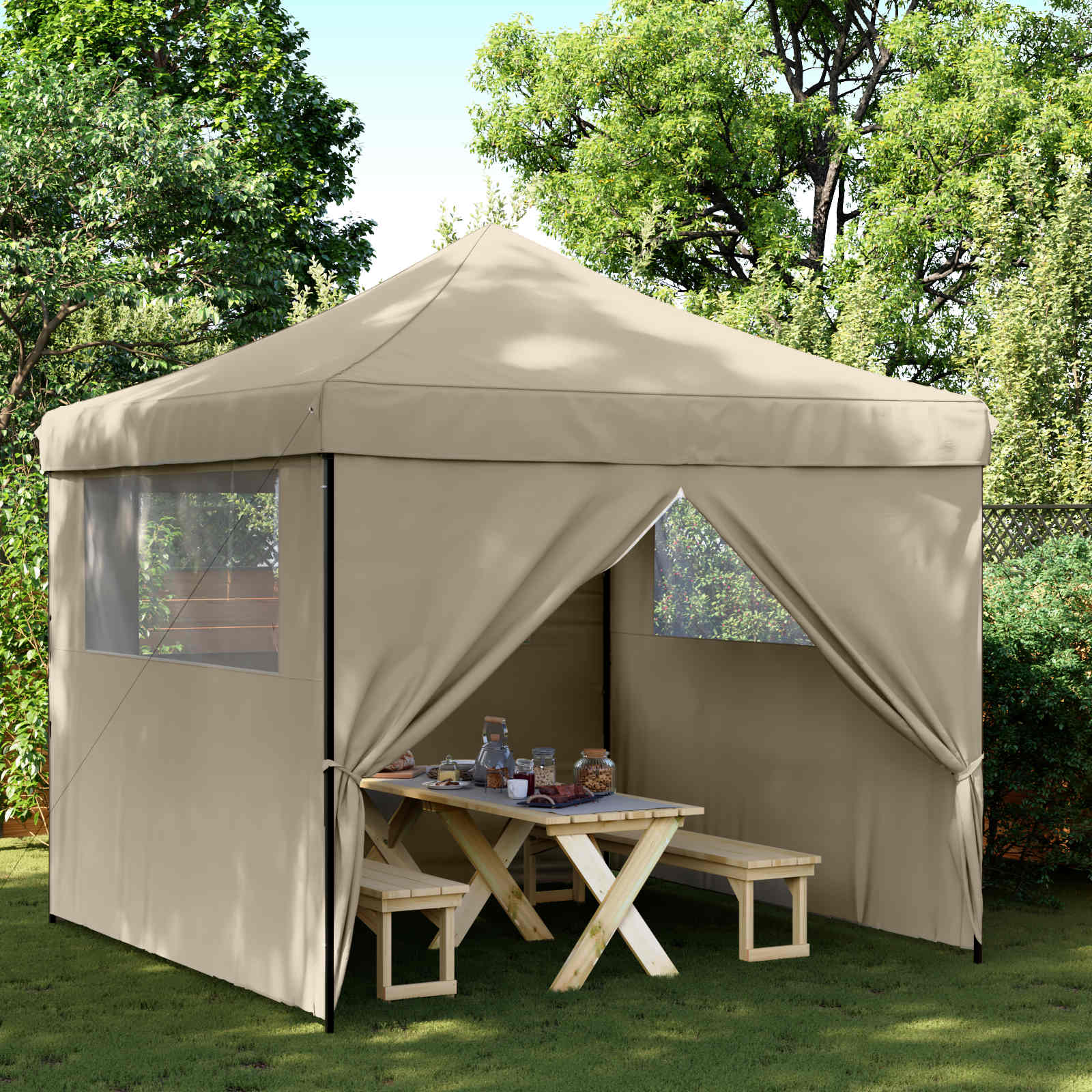 vidaXL Party-Zelt Taupe 292 x 292 x 315 cm Oxford-Stoff