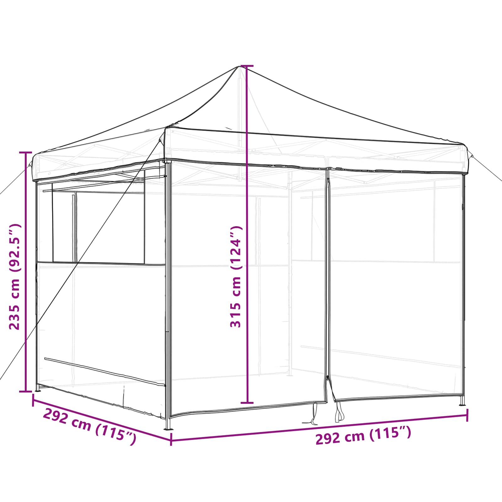 Partytent Bordeauxrood 292 x 292 x 315 cm Oxford Stof image 12