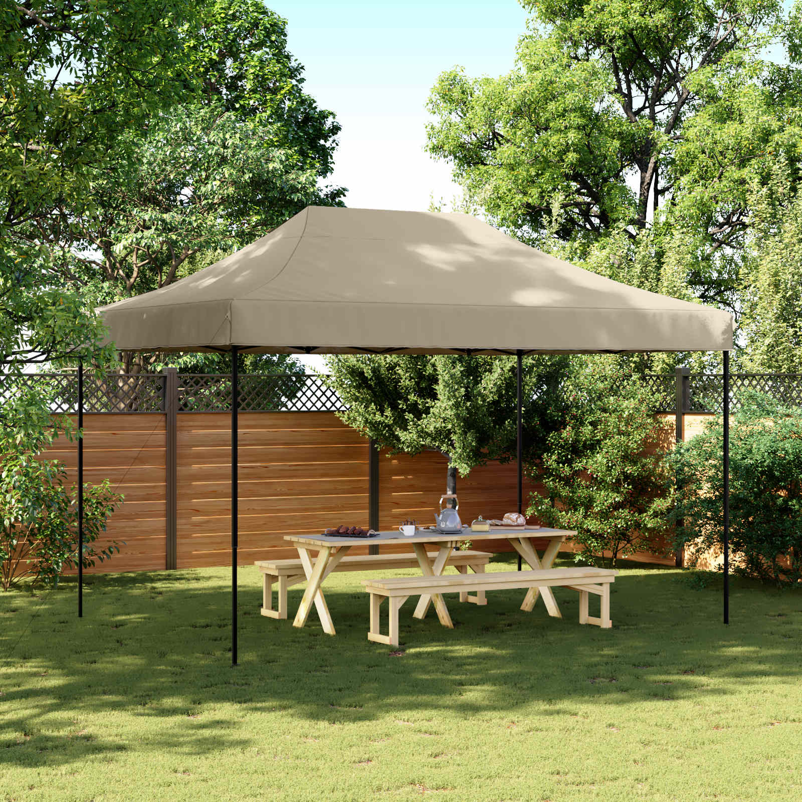 Partytent Taupe 279 x 410 x 315 cm Oxford Stof image 1