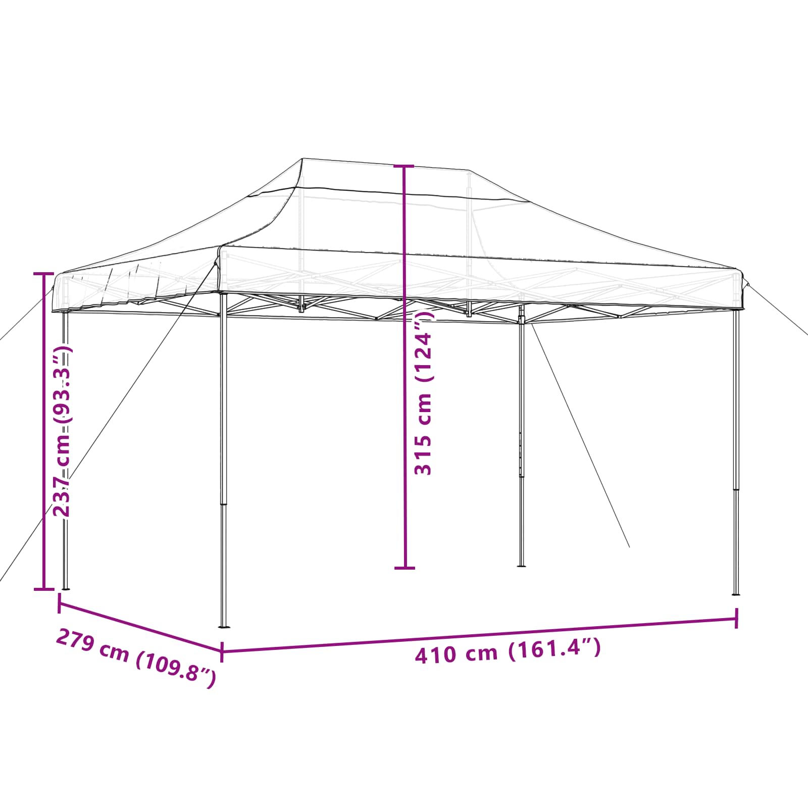 Partytent Oranje 279 x 410 x 315 cm Oxford Stof image 11