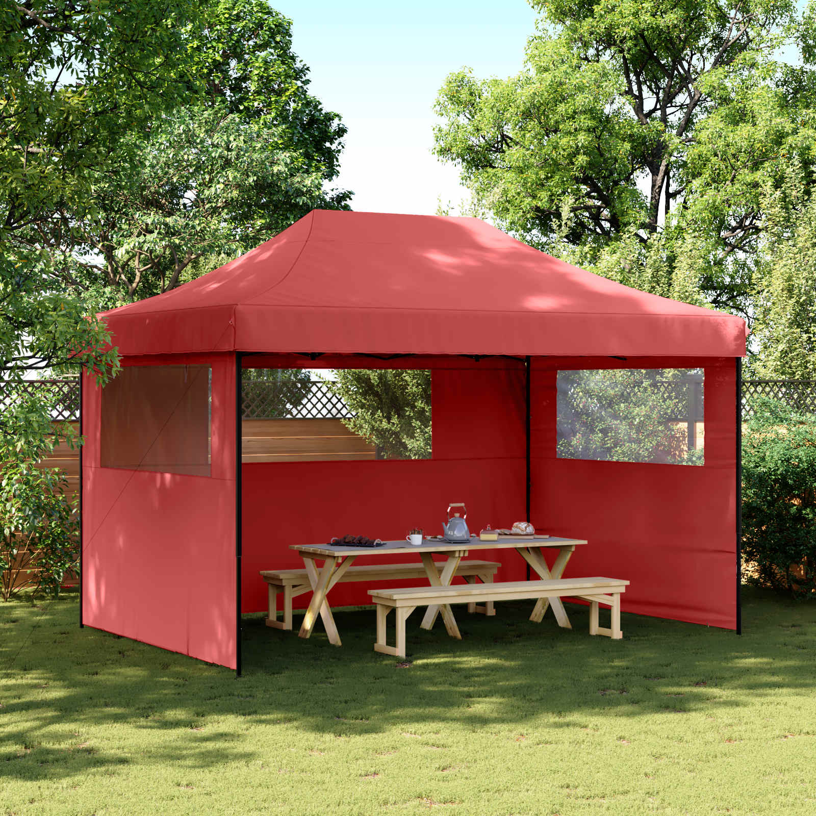 Partytent Bordeauxrood 279 x 410 x 315 cm Oxford Stof image 1