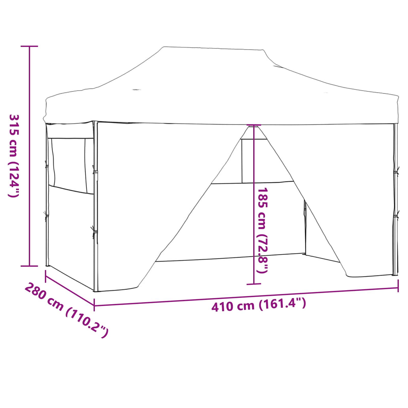 Partytent Antraciet 280 x 410 x 315 cm Oxford Stof image 12