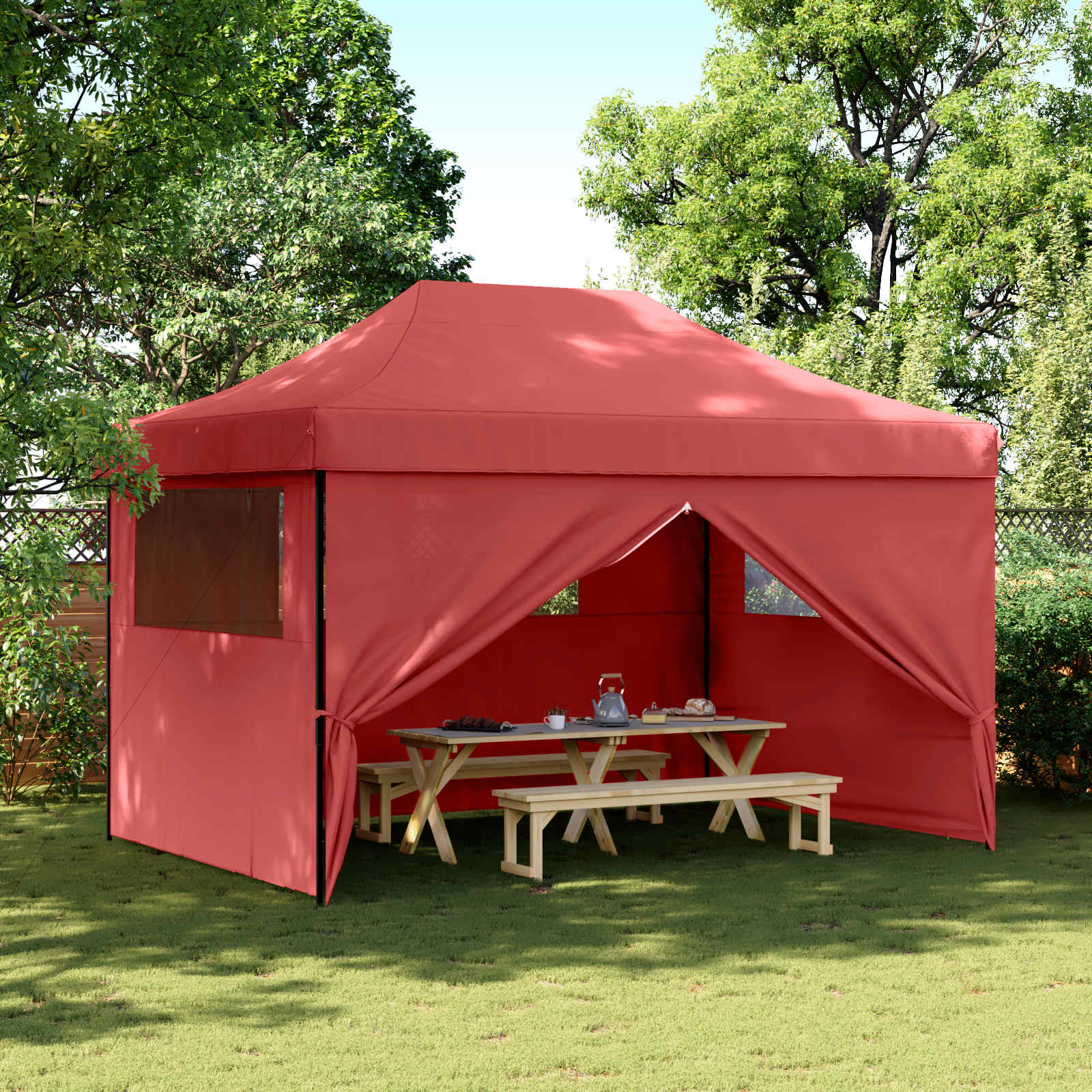 Partytent Bordeauxrood 279 x 410 x 315 cm Oxford Stof image 1