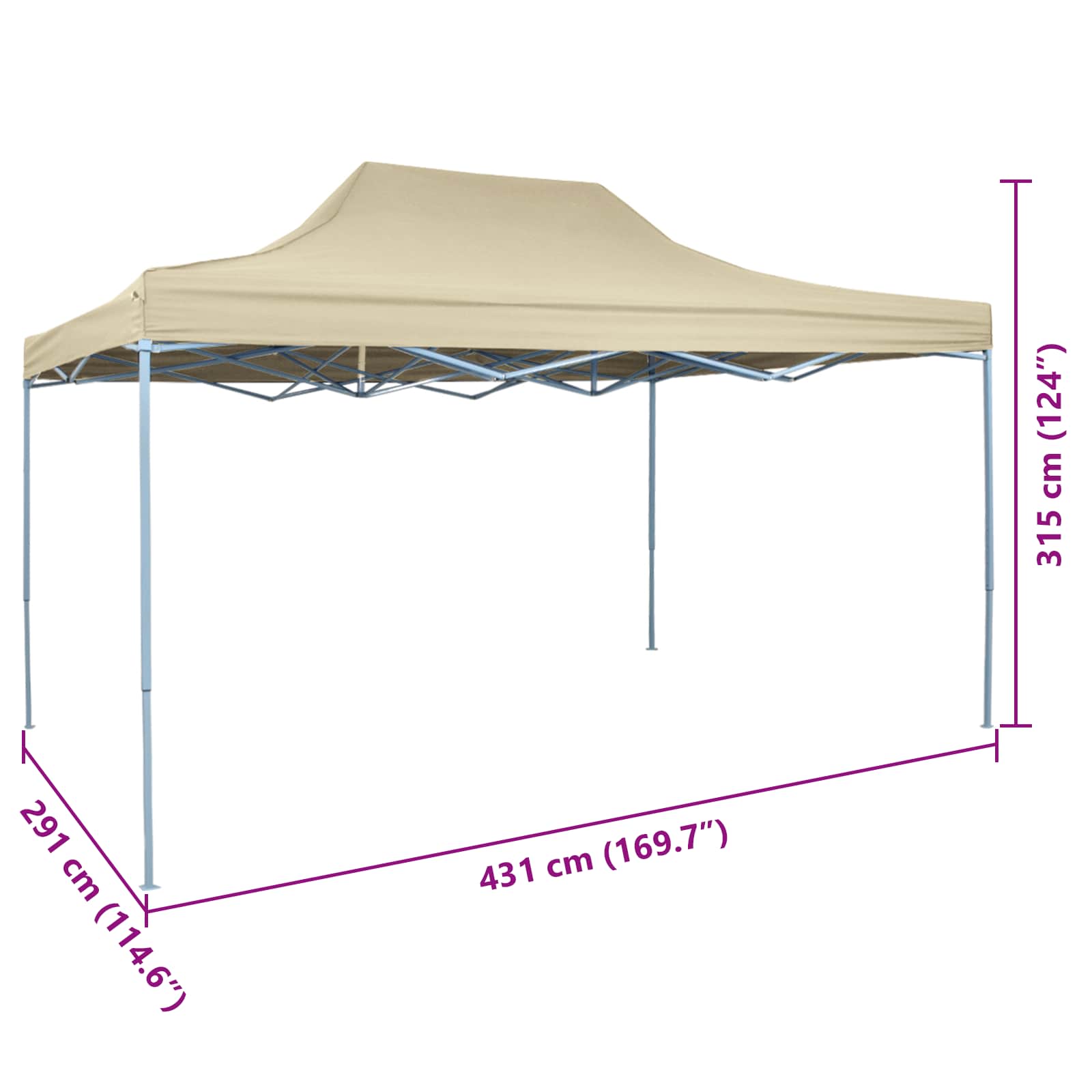 Partytent Crème 291 x 431 x 315 cm Oxford Stof image 13