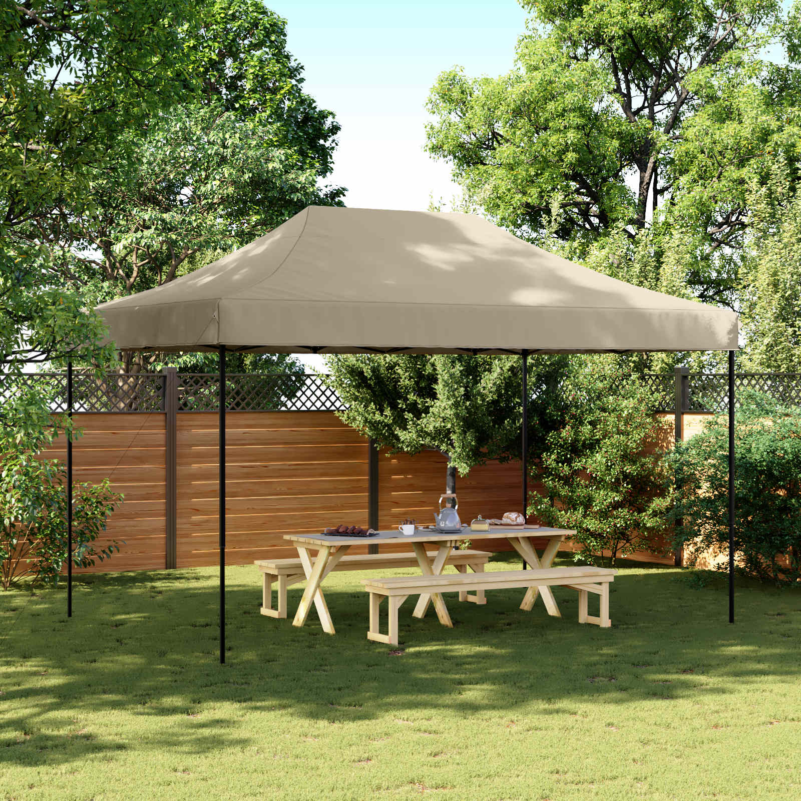 Partytent Taupe 292 x 440 x 315 cm Oxford Stof image 1