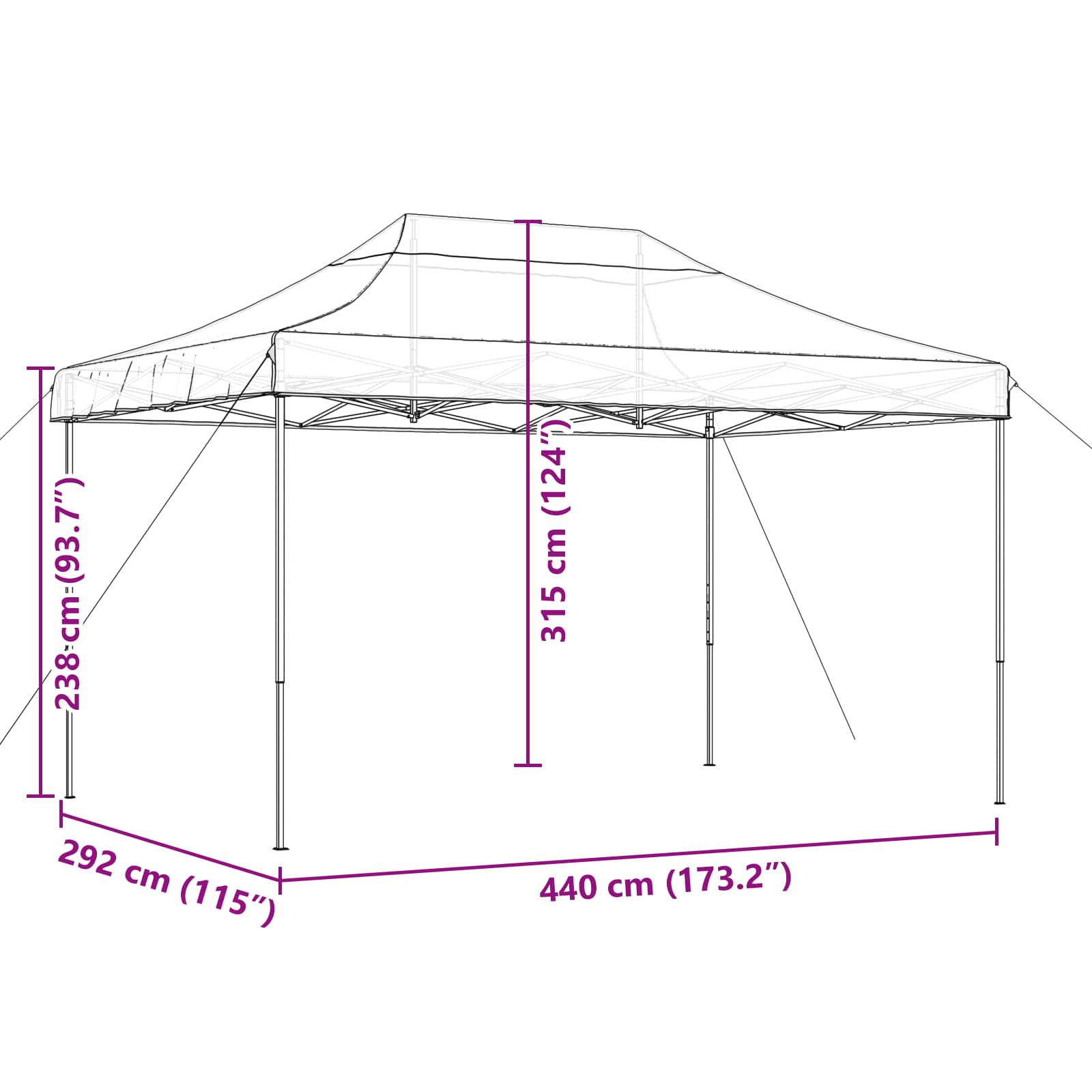 Partytent Taupe 292 x 440 x 315 cm Oxford Stof image 11