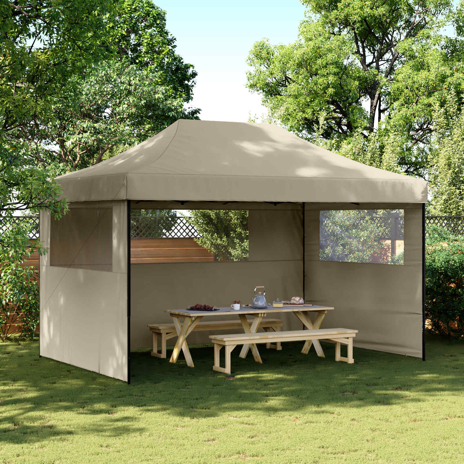 vidaXL Juhlateltta Harmaanruskea 292 x 440 x 315 cm Oxford-kangas