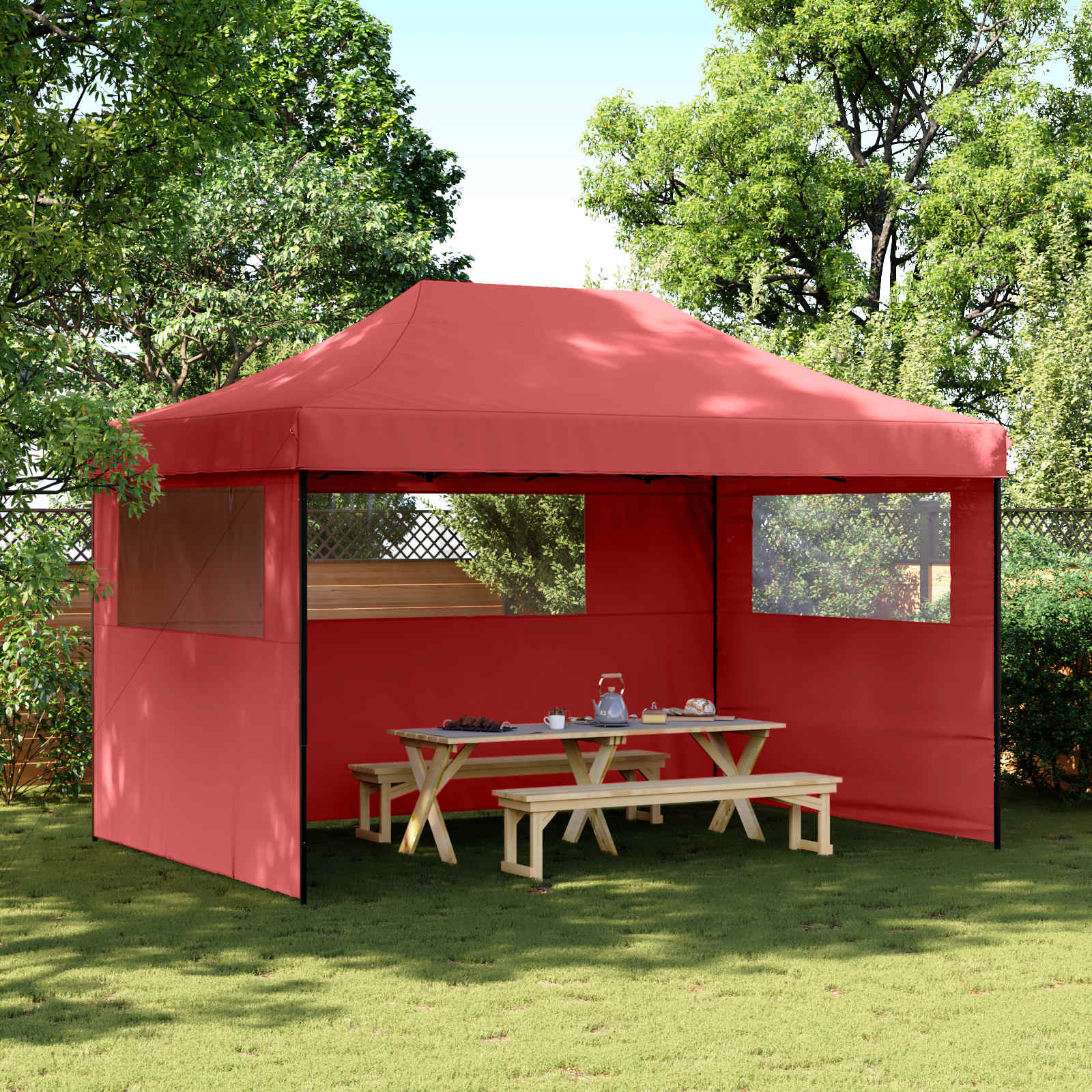 Partytent Bordeauxrood 292 x 440 x 315 cm Oxford Stof image 1