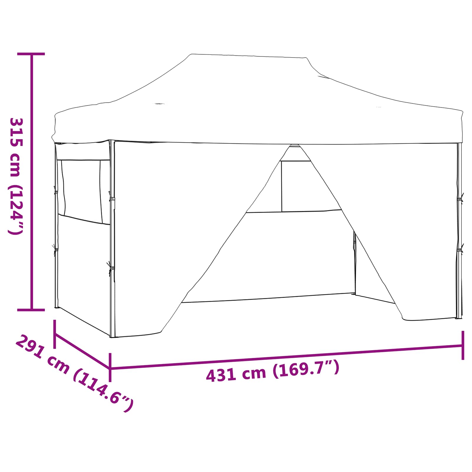 Partytent Blauw 291 x 431 x 315 cm Oxford Stof image 12