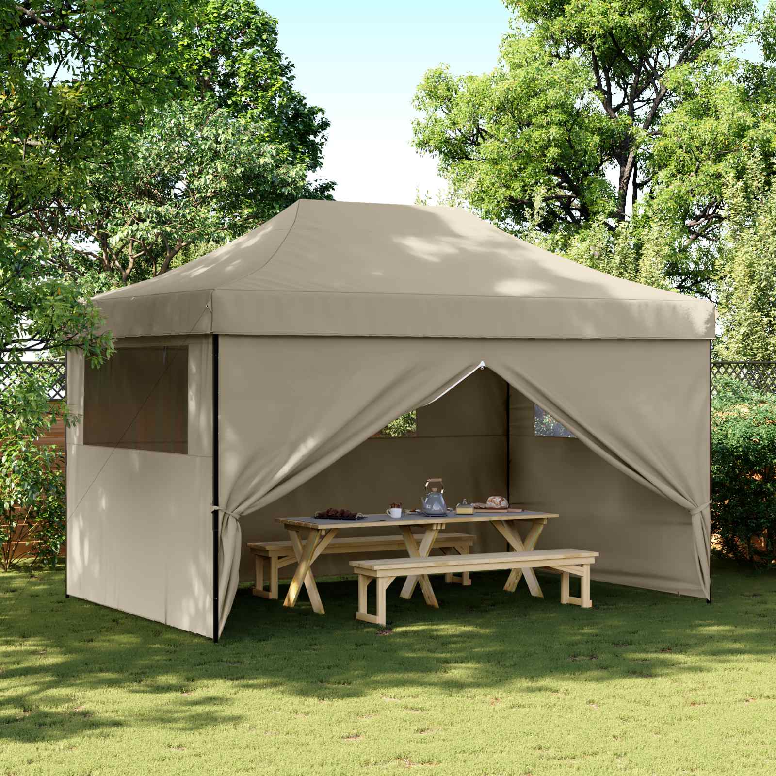 Partytent Taupe 292 x 440 x 315 cm Oxford Stof image 1