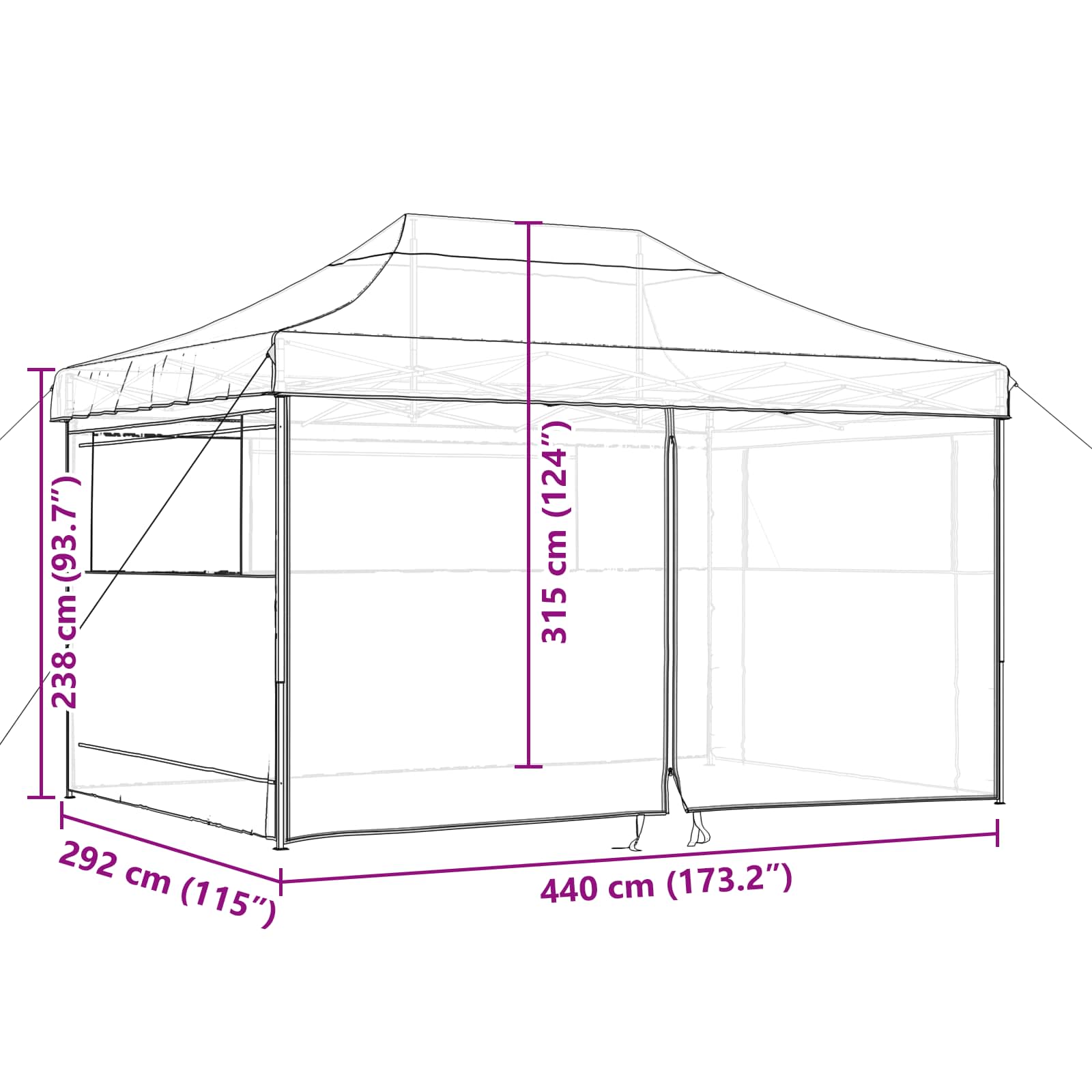 Partytent Terracotta 292 x 440 x 315 cm Oxford Stof image 12