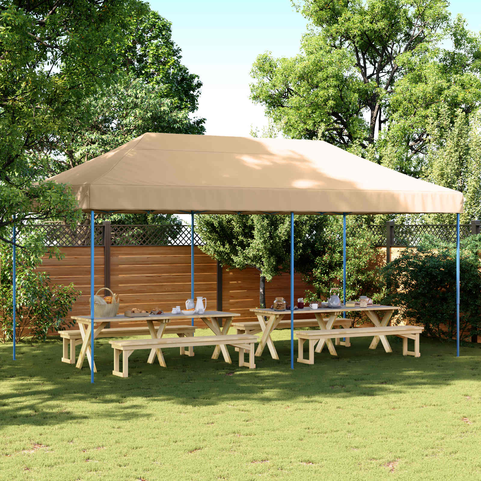 vidaXL Cort pentru Petreceri Bej 292 x 580 x 315 cm Material Oxford