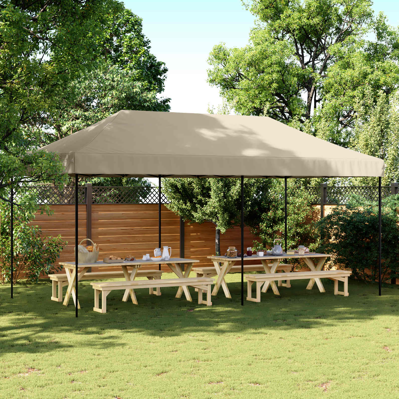 Partytent Taupe 292 x 580 x 315 cm Oxford Stof image 1