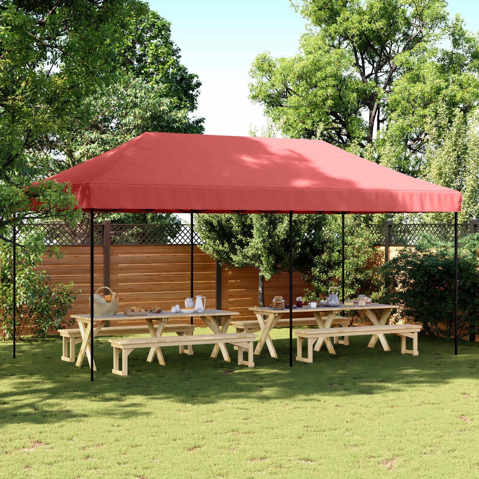 Partytent Bordeauxrood 292 x 580 x 315 cm Oxford Stof image 1