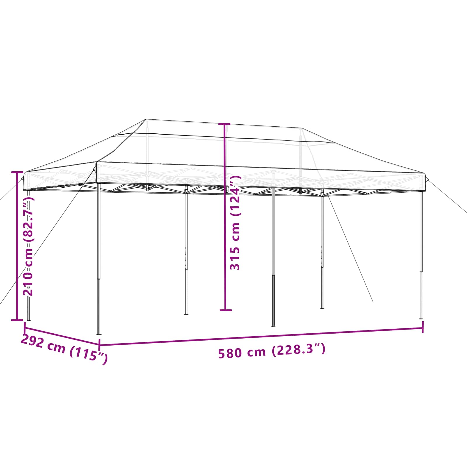 Partytent Oranje 292 x 580 x 315 cm Oxford Stof image 11