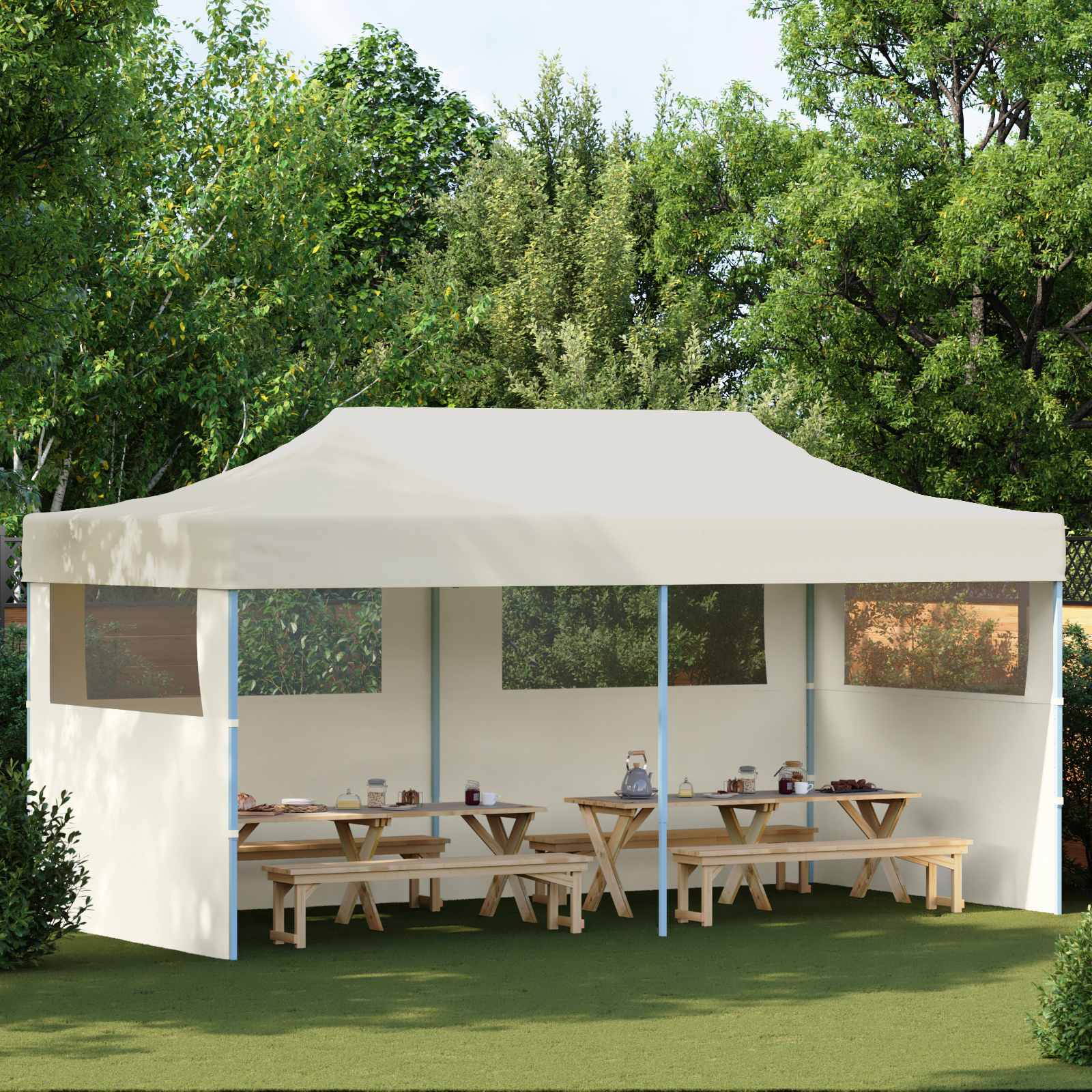 vidaXL Cort pentru Petreceri Crem 291 x 580 x 315 cm Material Oxford