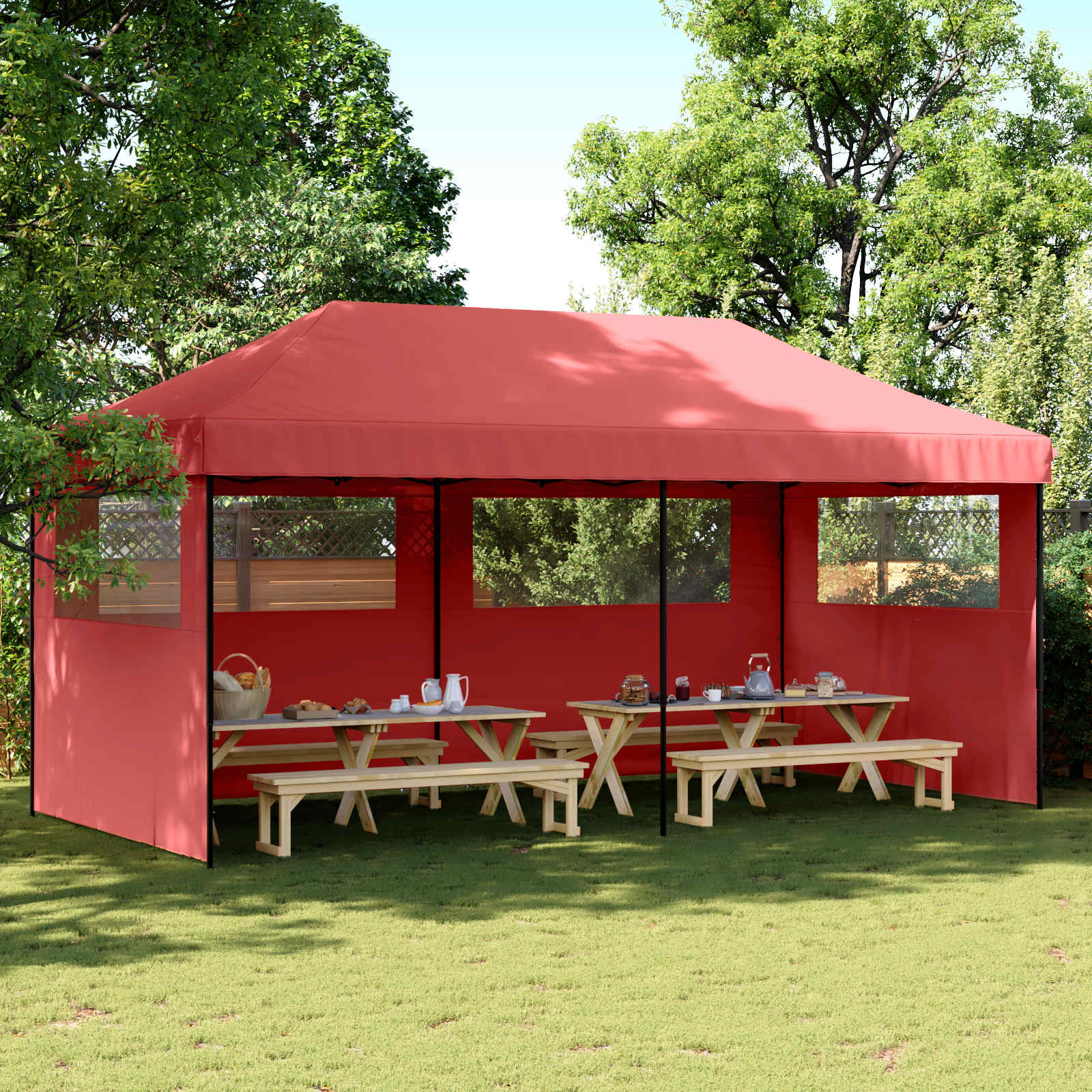 Partytent Bordeauxrood 292 x 580 x 315 cm Oxford Stof image 1