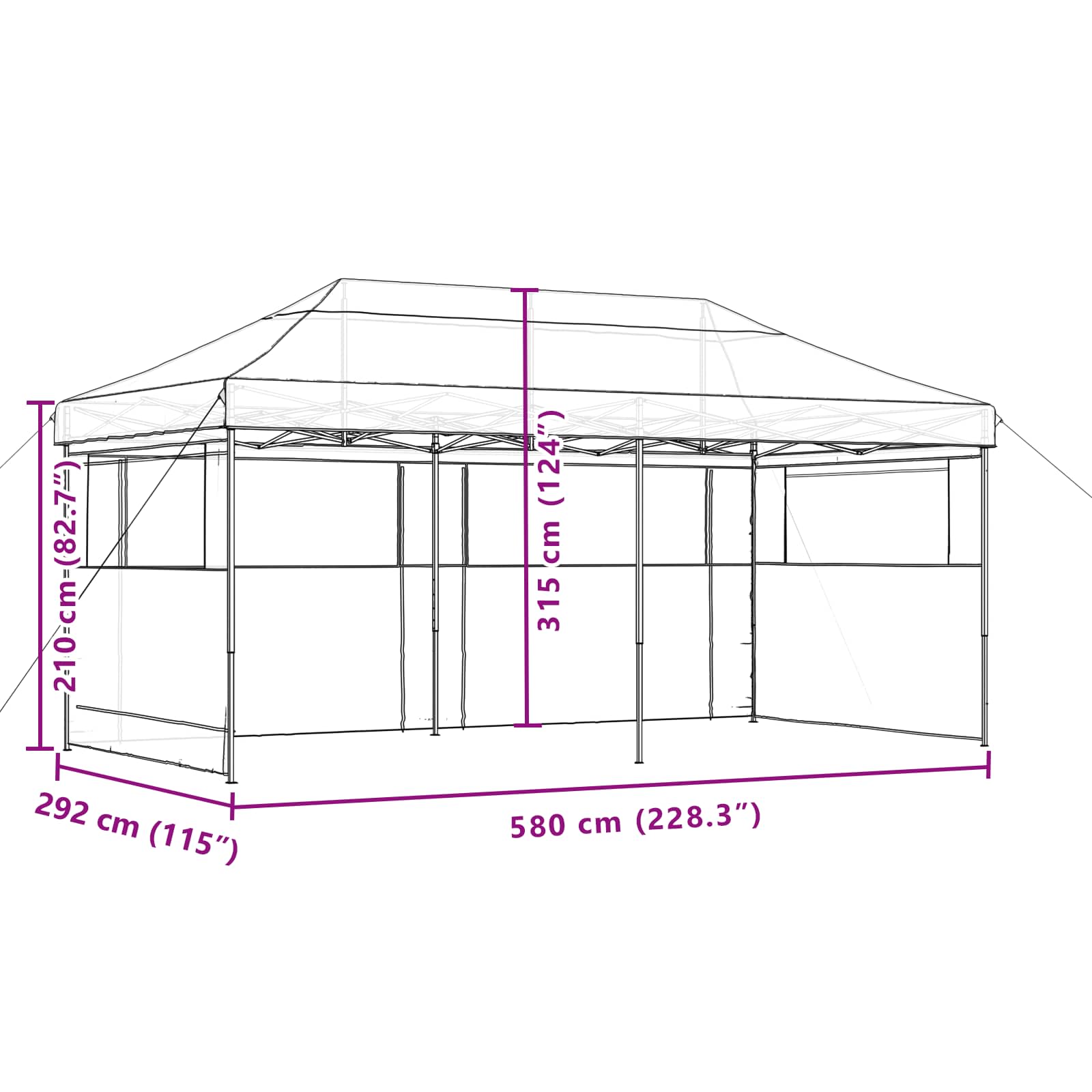 Partytent Terracotta 292 x 580 x 315 cm Oxford Stof image 11