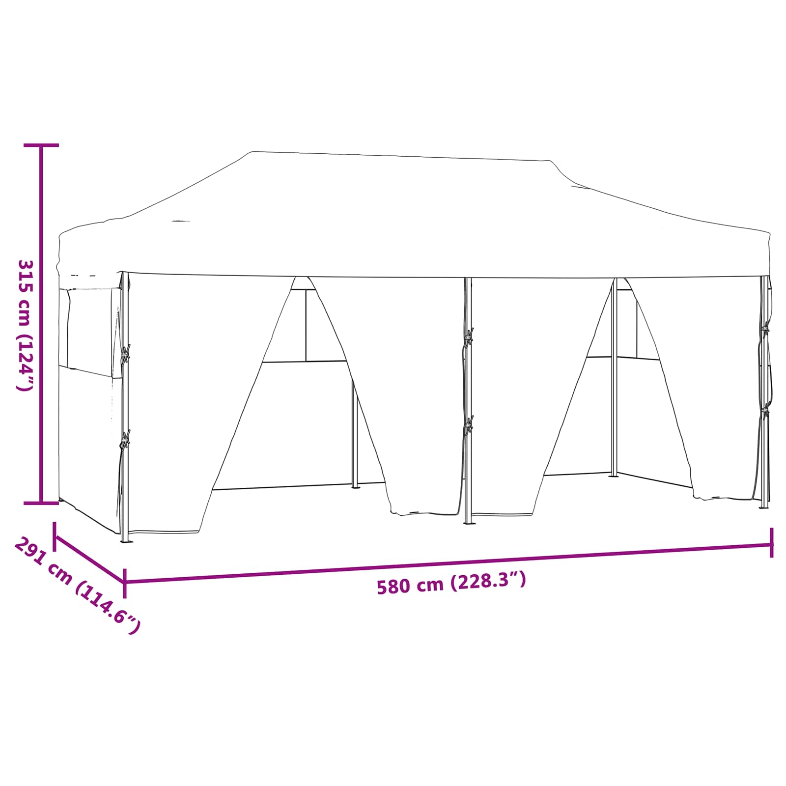 Partytent Antraciet 291 x 580 x 315 cm Oxford Stof image 13
