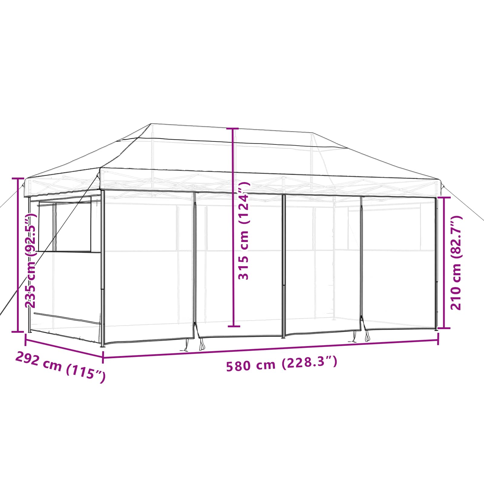 Partytent Groen 292 x 580 x 315 cm Oxford Stof image 12