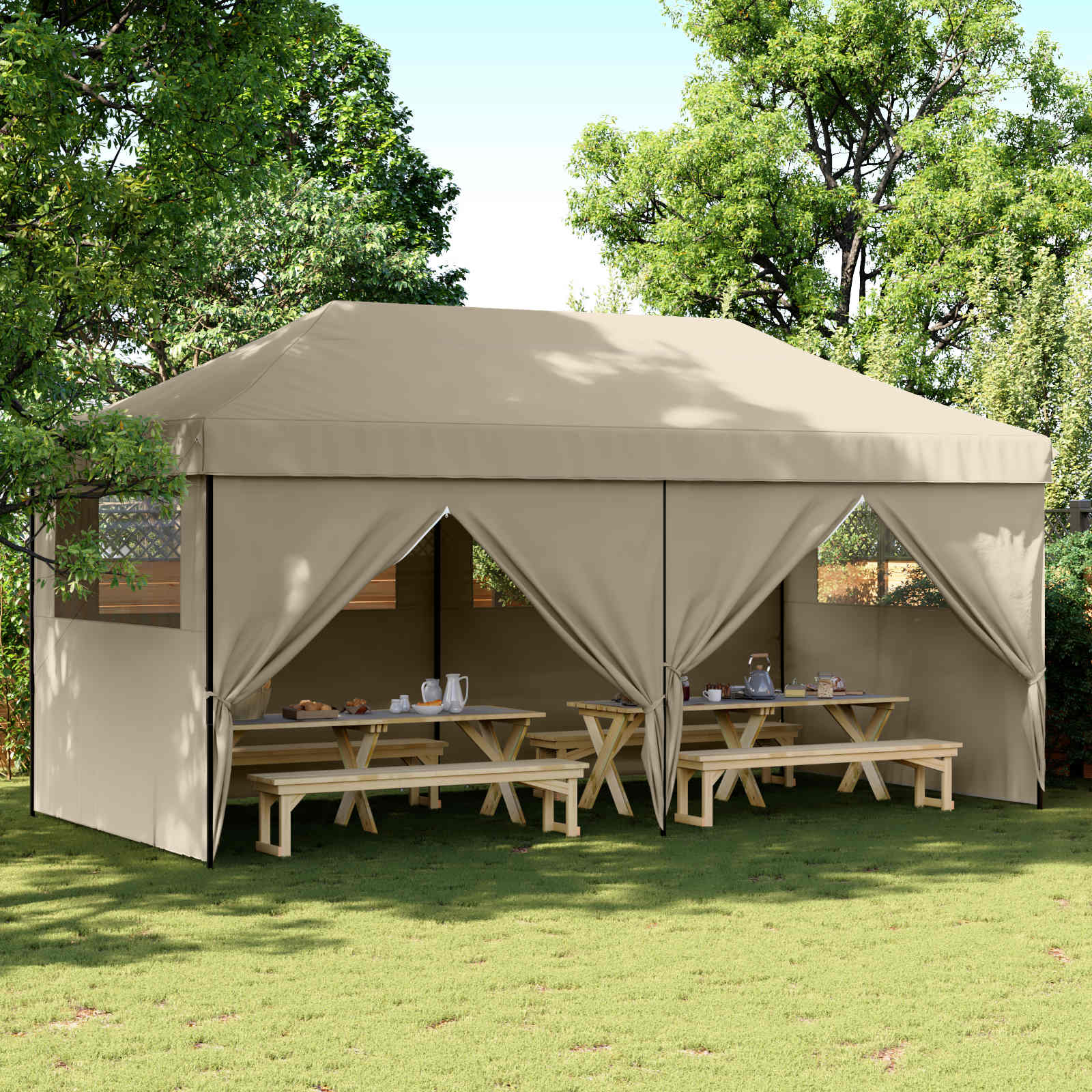 Partytent Taupe 292 x 580 x 315 cm Oxford Stof image 1