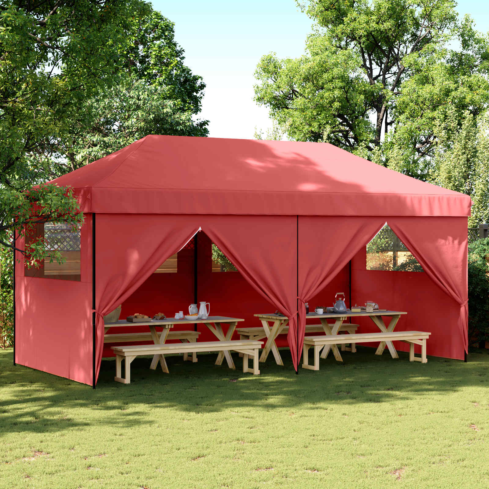 Partytent Bordeauxrood 292 x 580 x 315 cm Oxford Stof image 1