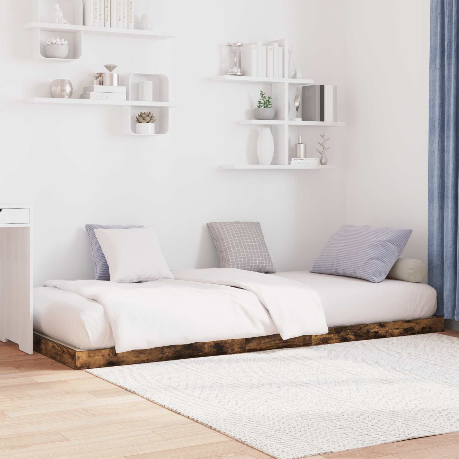 Thumbnail - vidaXL Bodenbettrahmen Geräucherte Eiche 90 x 200 cm Holzwerkstoff