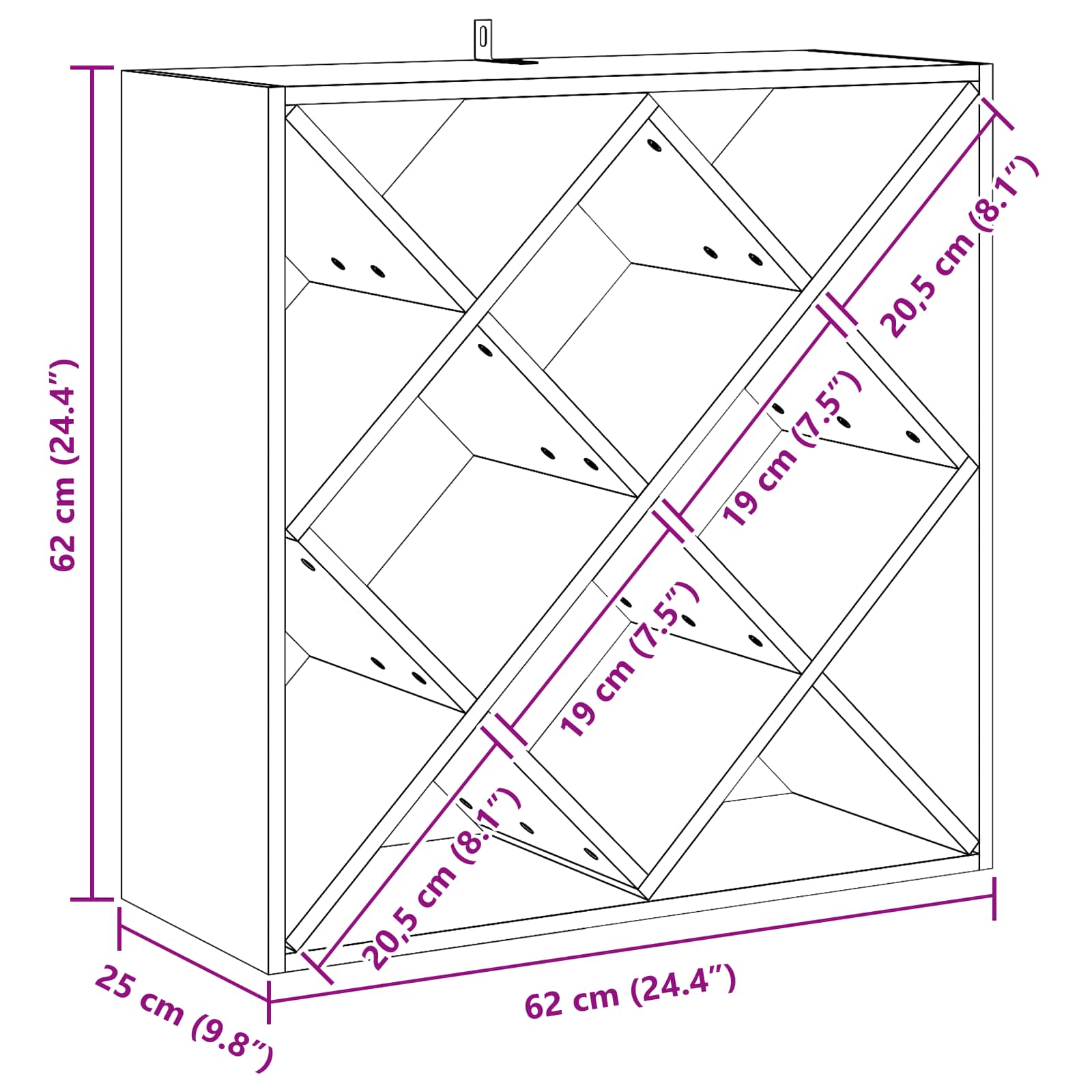 Viinipukki 2 pcs Valkoinen 62 x 25 x 62 cm Massiivinen mänty - Image 11