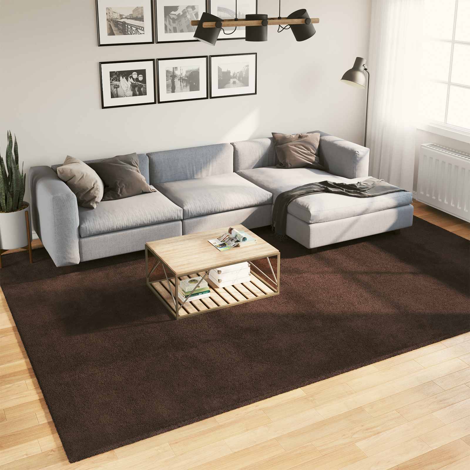 vidaXL Bereichsteppiche HUARTE Braun 340 x 240 cm Polyester