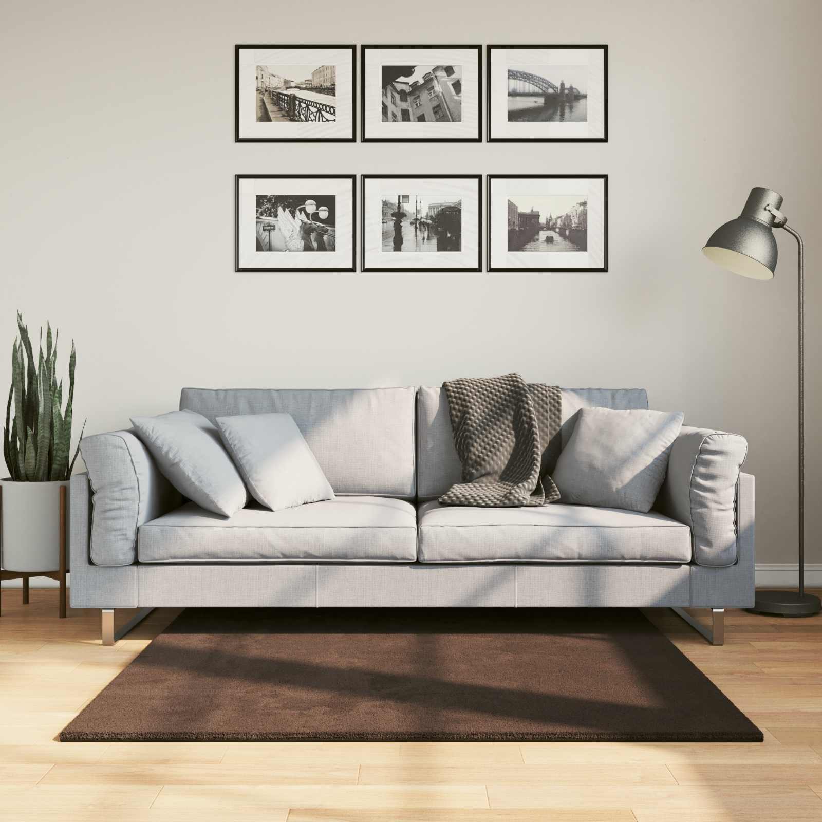 Vloerkleden Vierkant HUARTE Bruin 120 x 120 cm Polyester image 1