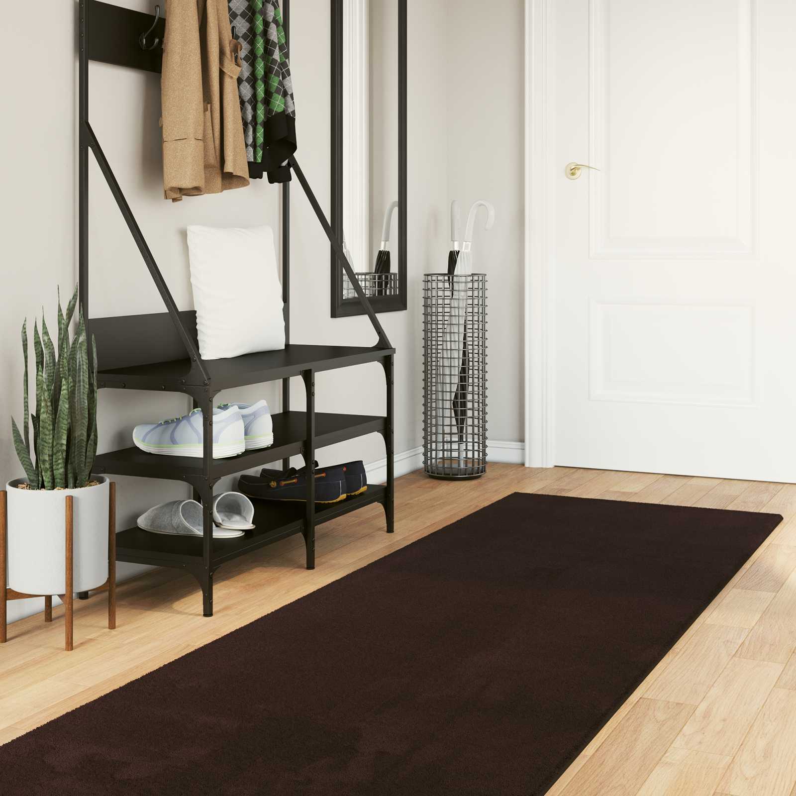 Medium pile zachte en wasbare tapijt HUARTE Bruin 750 x 80 cm image 1