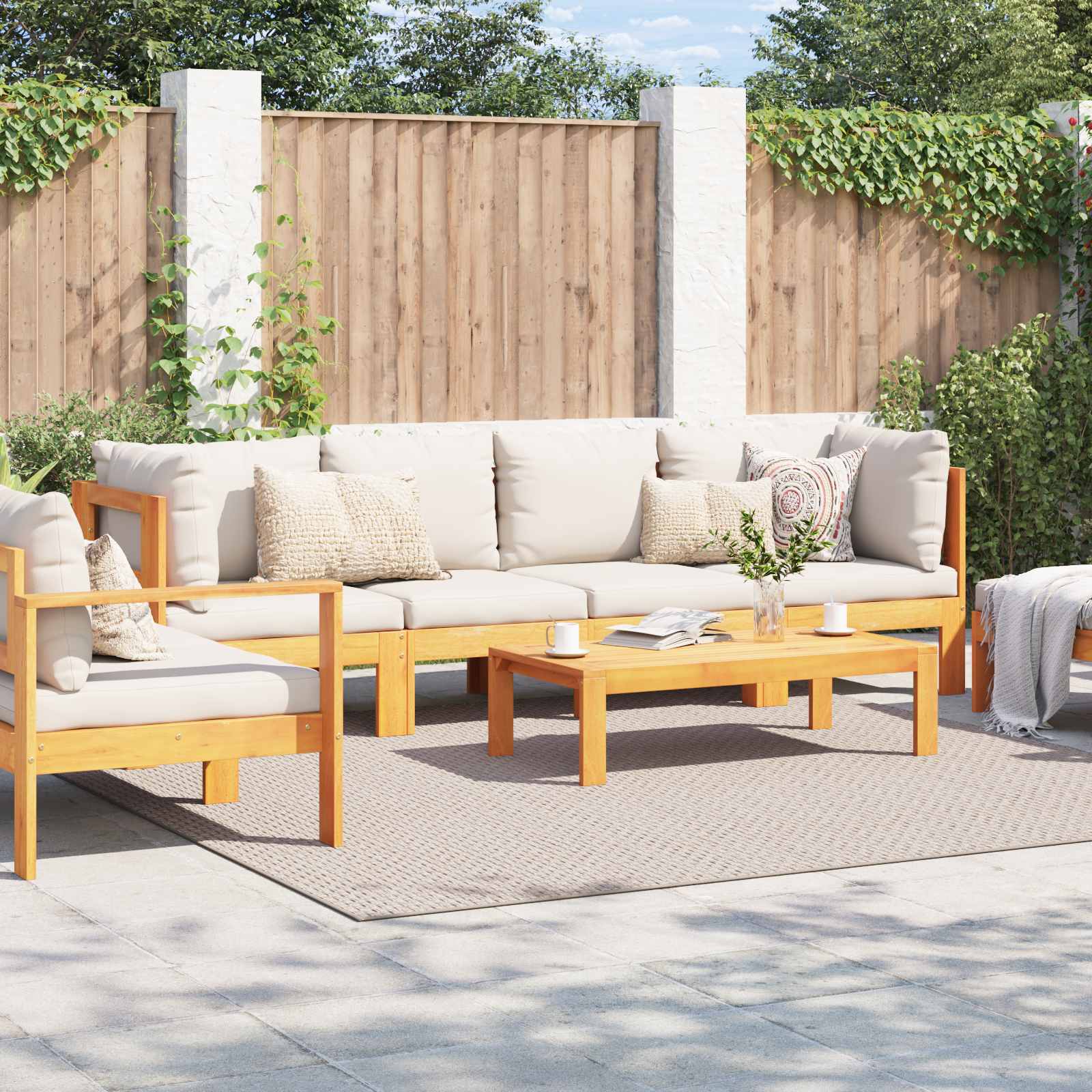 Thumbnail - vidaXL Bereichsteppiche Quadratisch HUARTE Creme 240 x 240 cm