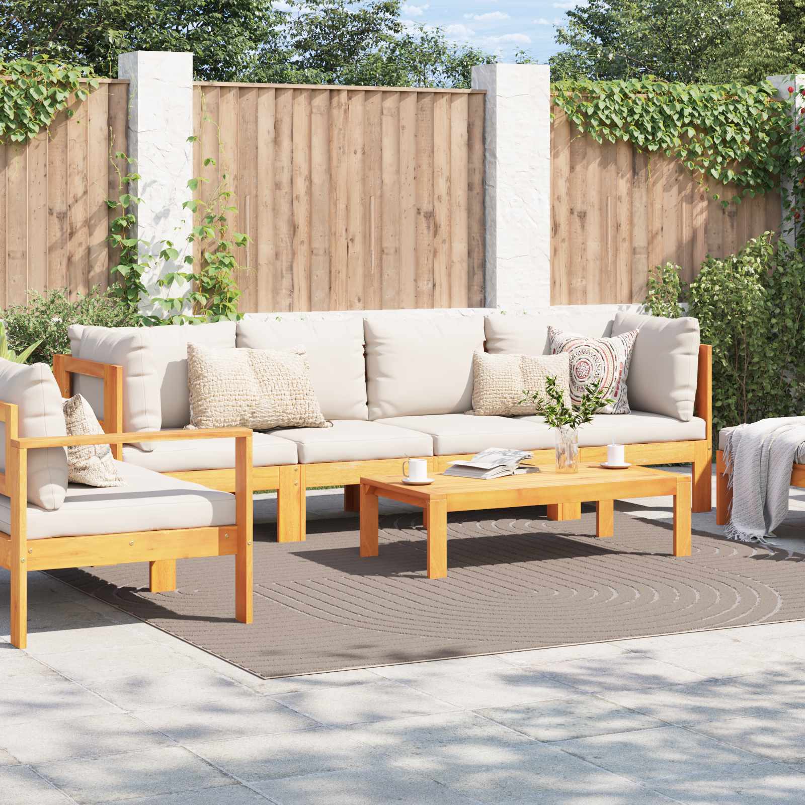 Thumbnail - vidaXL Bereichsteppiche PALMERAS Beige 240 x 240 cm Polyester