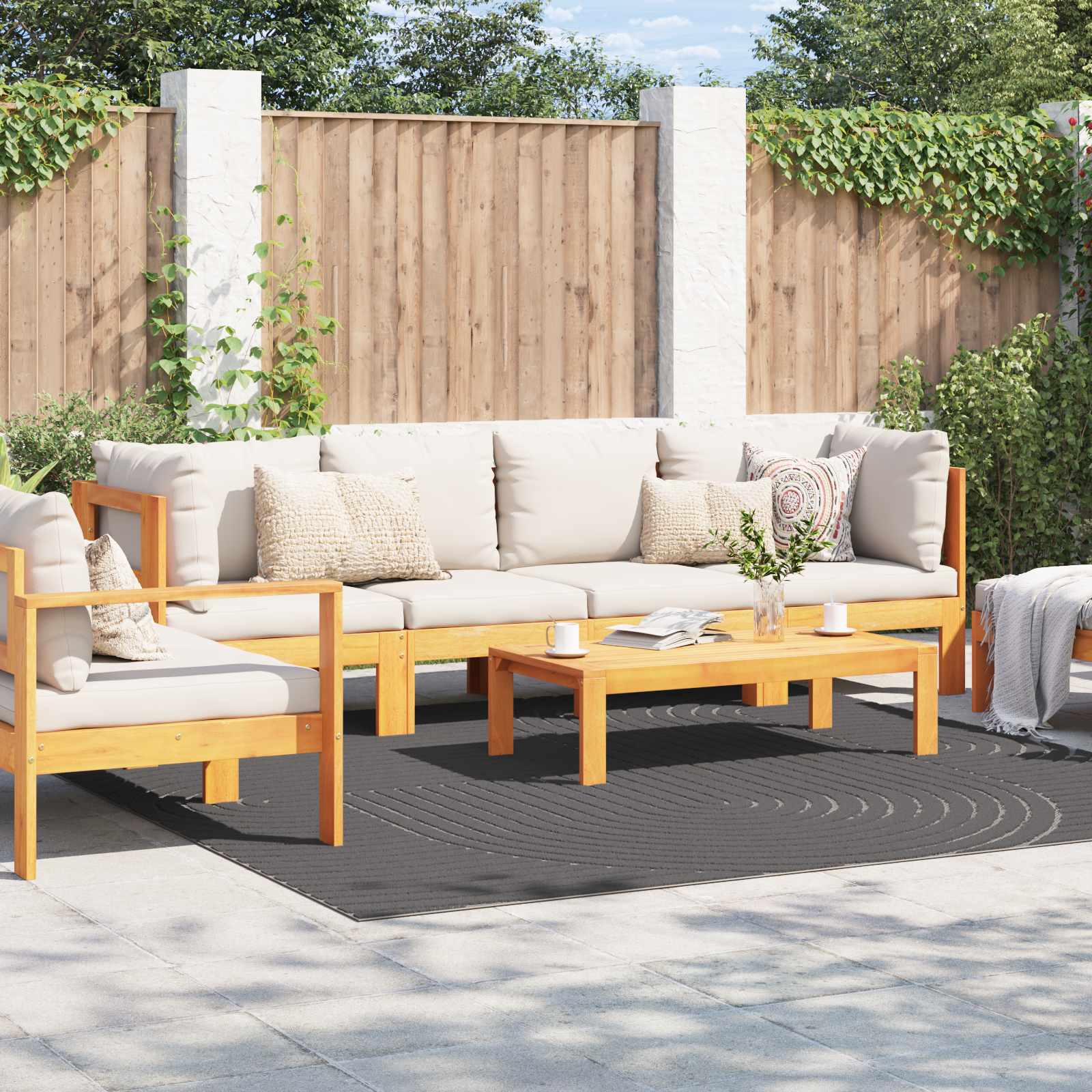 Thumbnail - vidaXL Bereichsteppiche PALMERAS Anthrazit 240 x 240 cm Polyester