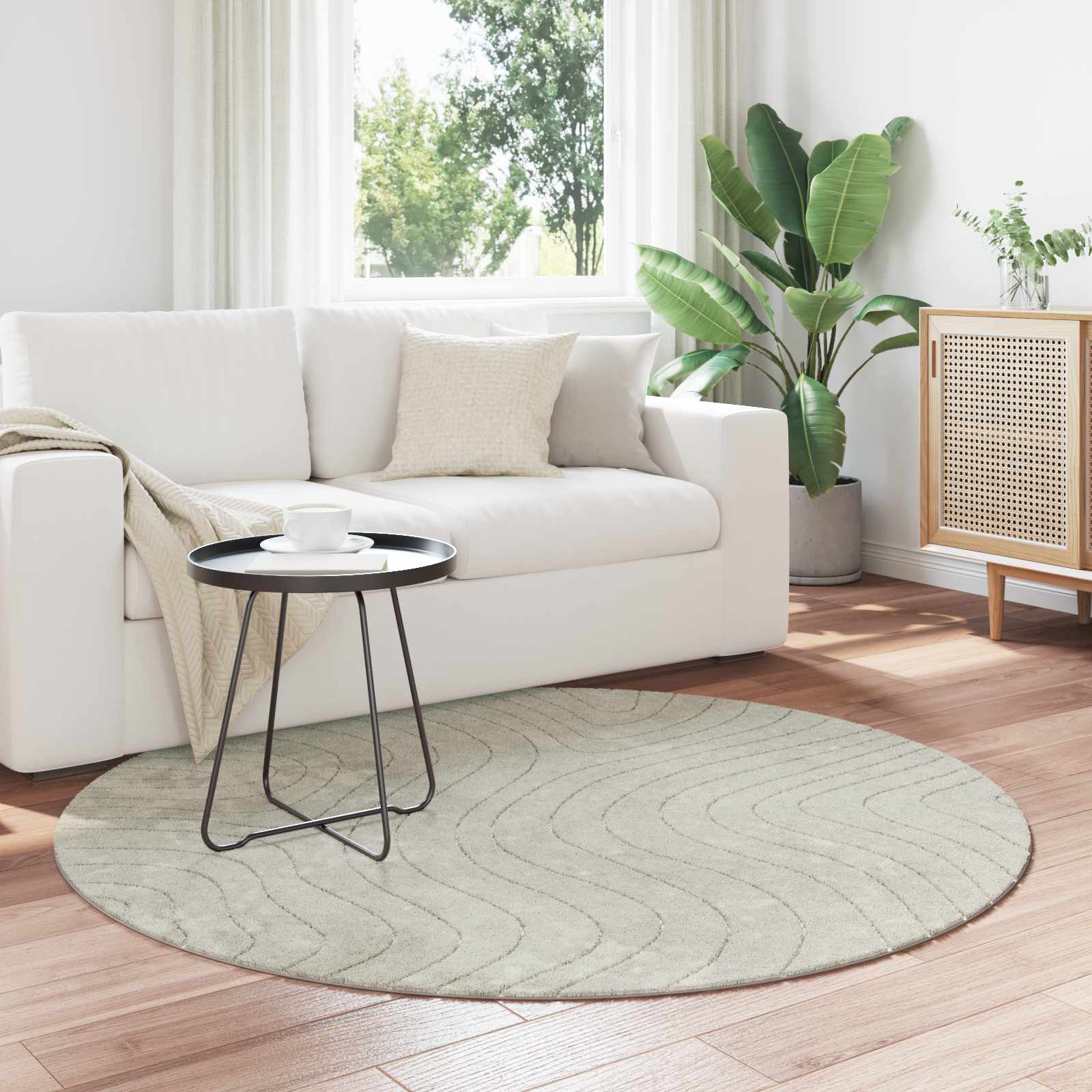 vidaXL Covoare de zonă Rotund PALMERAS Verde Ø 120 CM Poliester