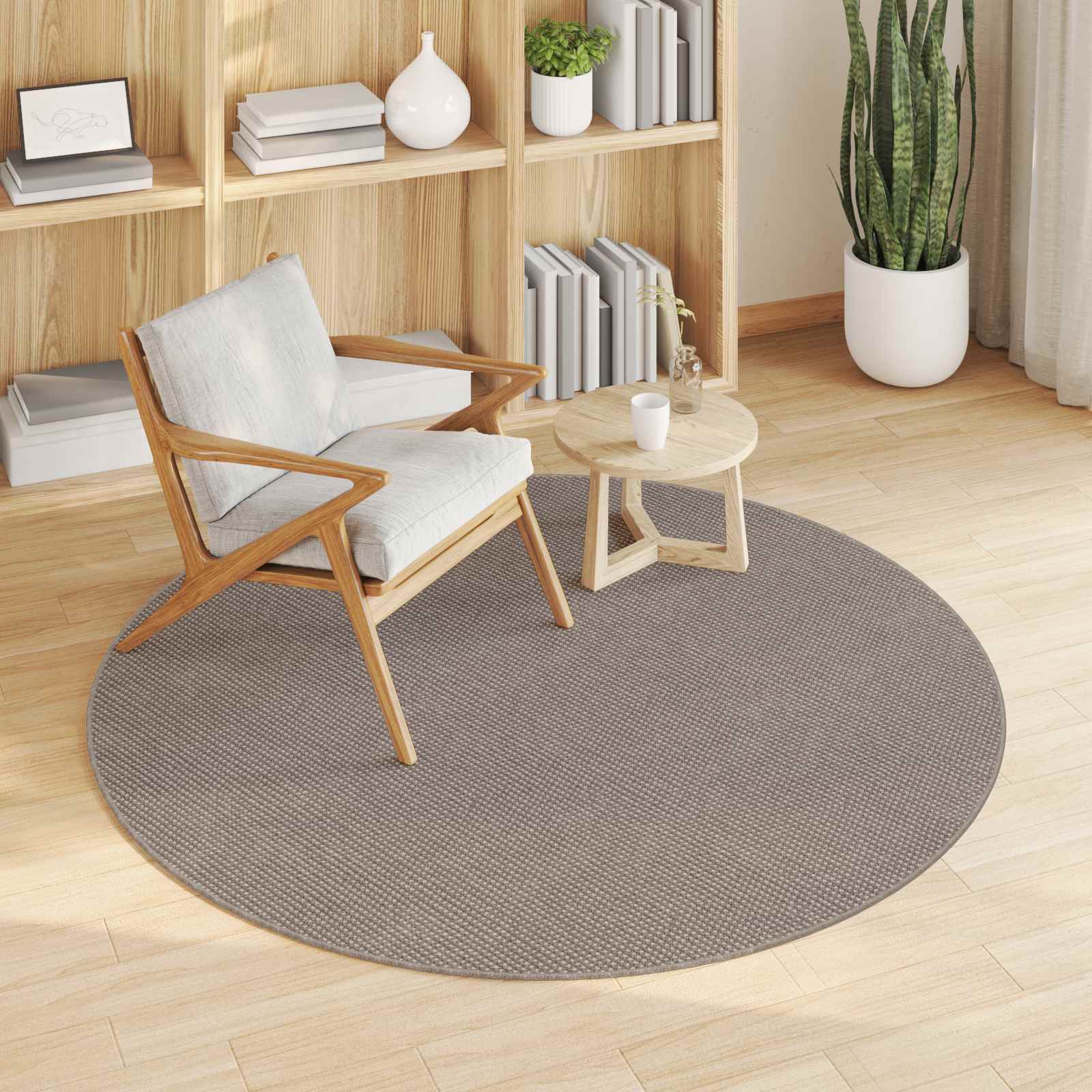 Vloerkleden Rond HUARTE Taupe Ø 160 CM Polyester image 3