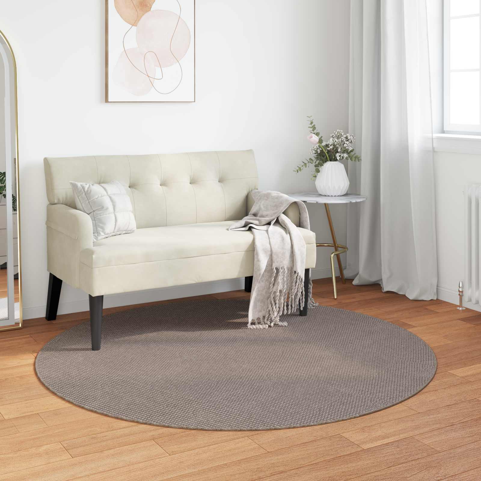vidaXL Bereichsteppiche Rund LUGO Taupe Ø 200 CM Polyester