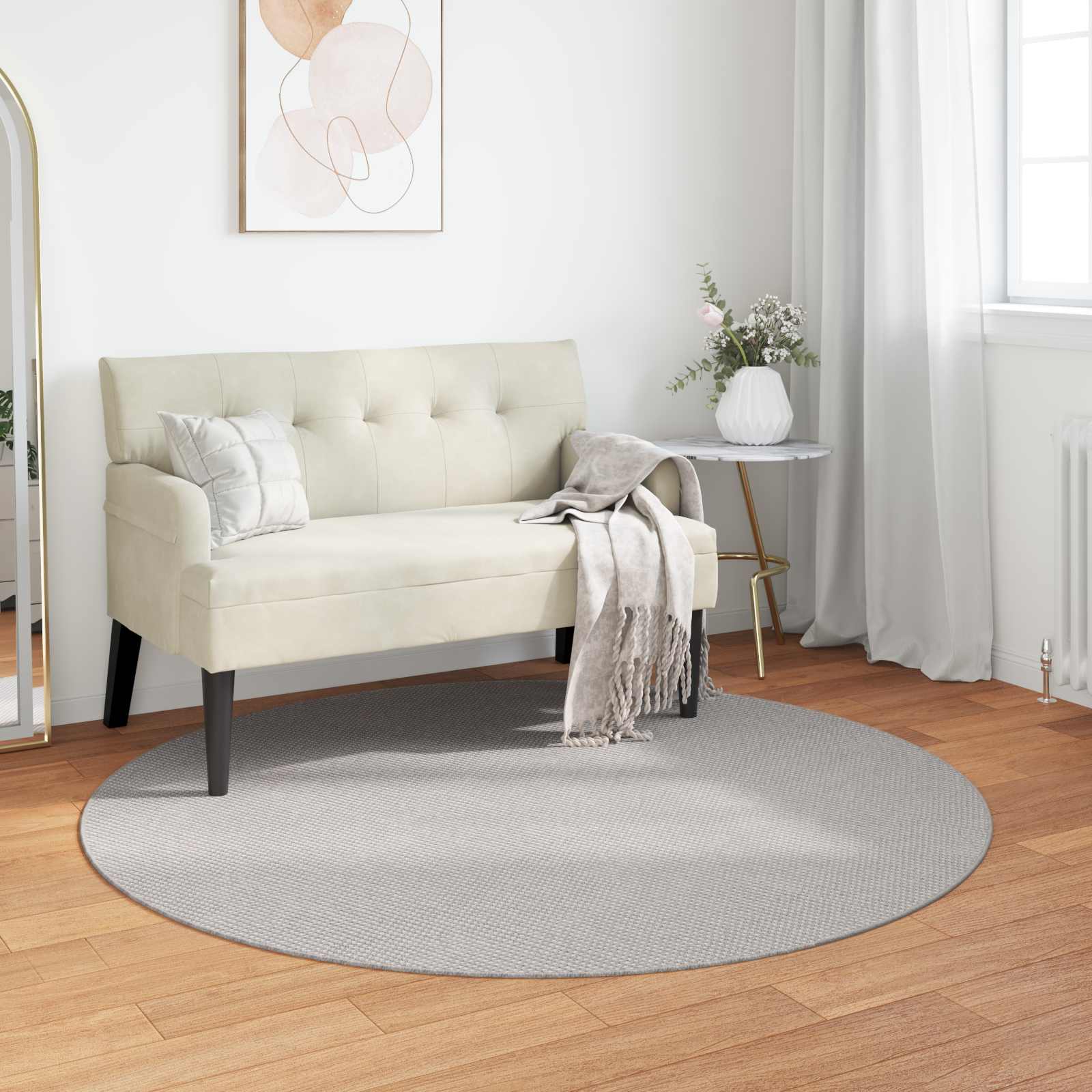 Vloerkleden Rond HUARTE Crème en Grijs Ø 160 CM Polyester image 1