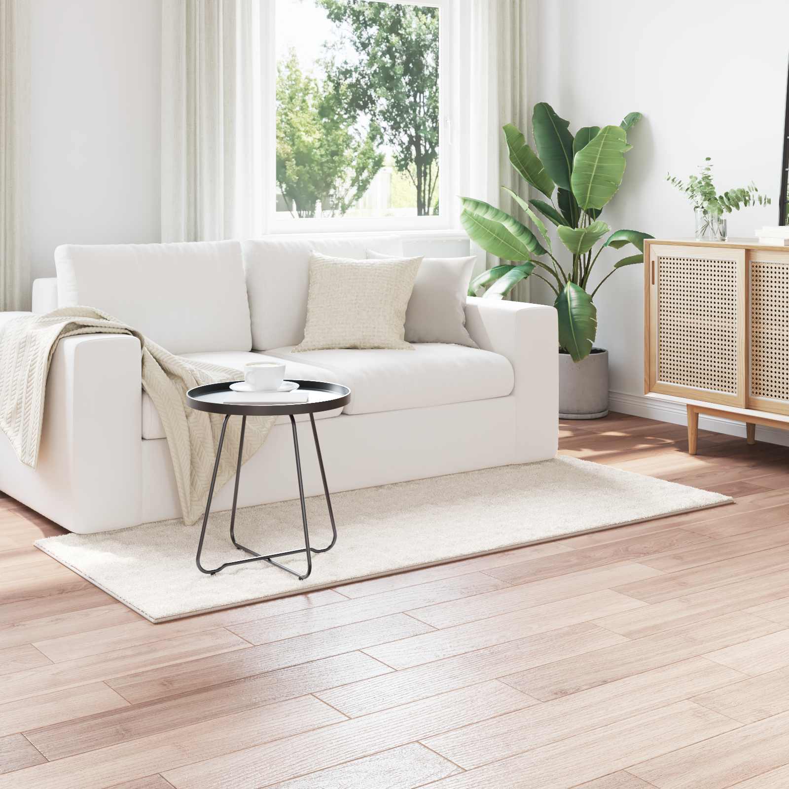 vidaXL Bereichsteppiche Rechtwinklig HUARTE Creme 150 x 80 cm