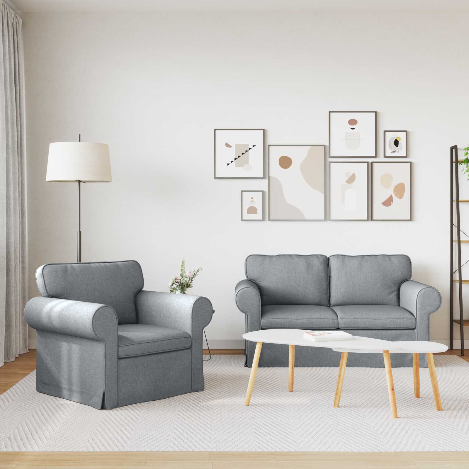 vidaXL Bank 2 pcs Lichtgrijs Metaal