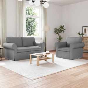Set pohovek 2 pcs Světle šedá 155 x 82 x 80 cm textil - obrázek 1